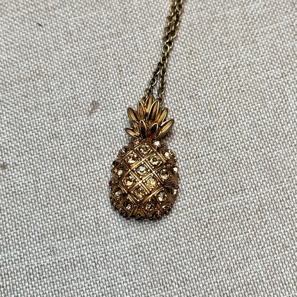 Long J. Crew Gold Pineapple Pendant - Picture 6 of 6